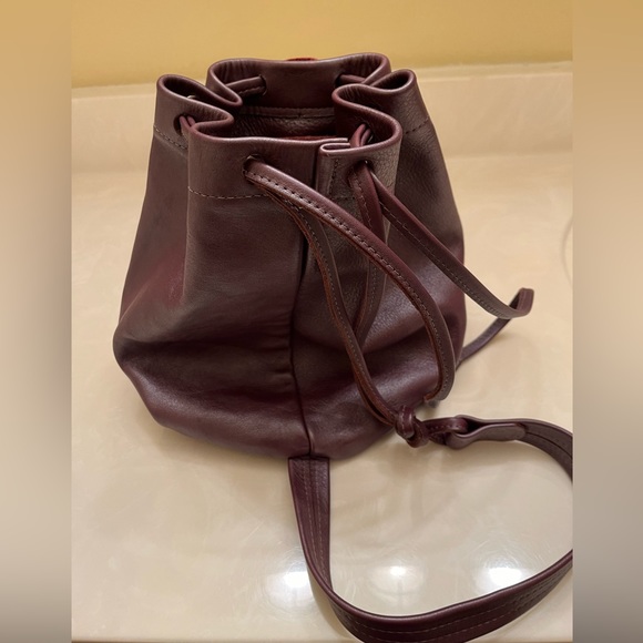 Beautiful Burgundy Leather Drawstring Bag - Picture 6 of 7